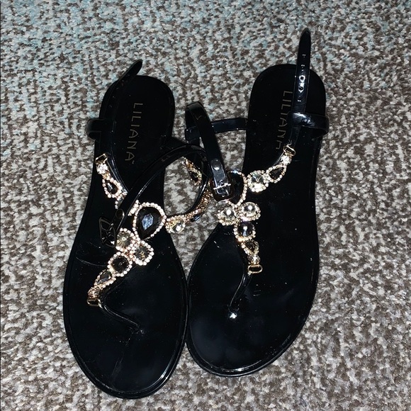 Black jeweled sandals - Picture 3 of 6
